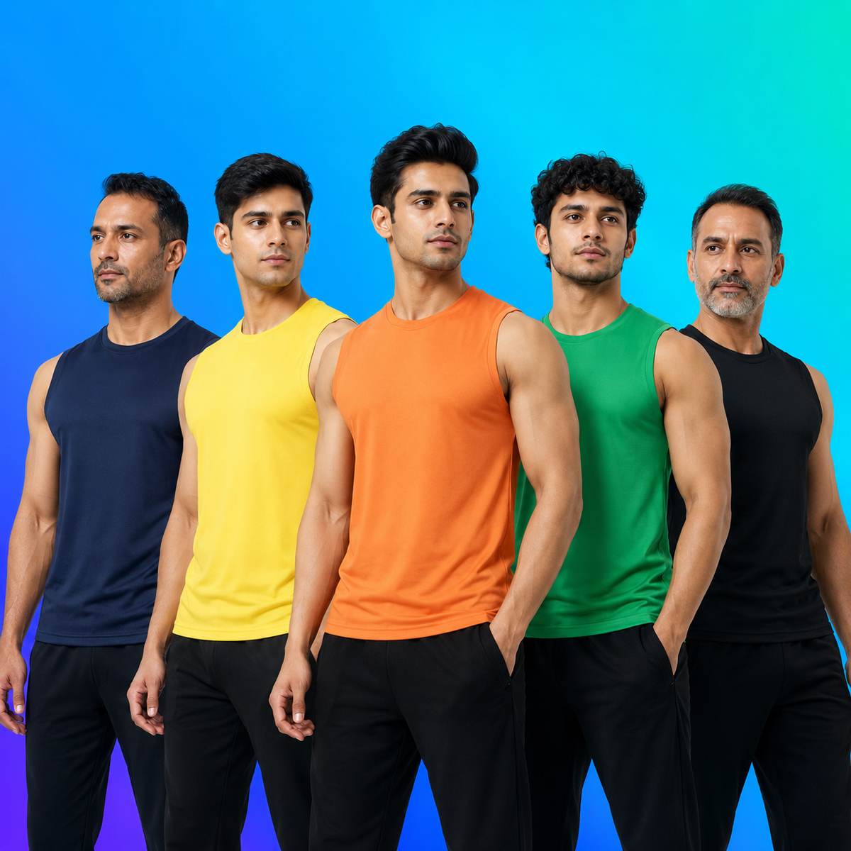 Pack Of 5 Sleeveless Vests For Men