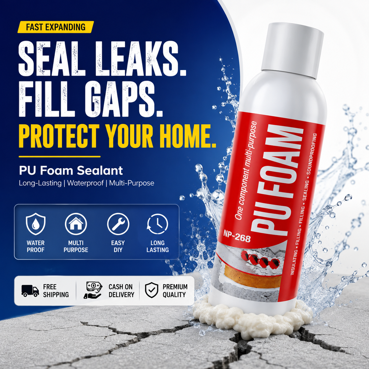 Gap Filler Foam Spray | Waterproof Crack & Leak Sealant