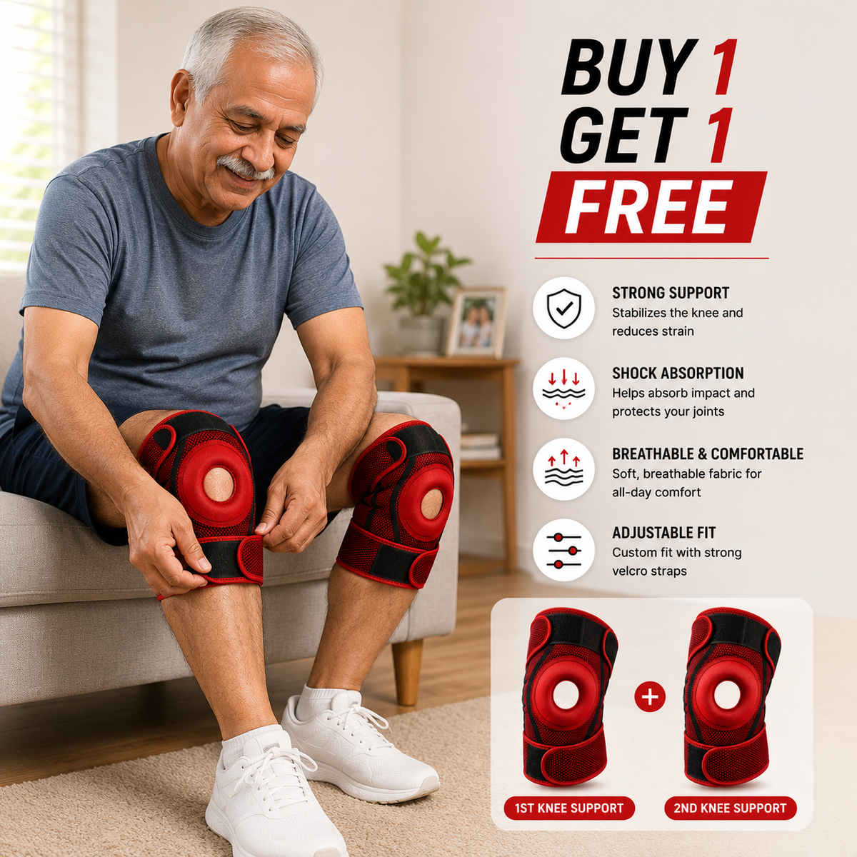 Silicon Knee Support For Pain Buy1 Get1 Free