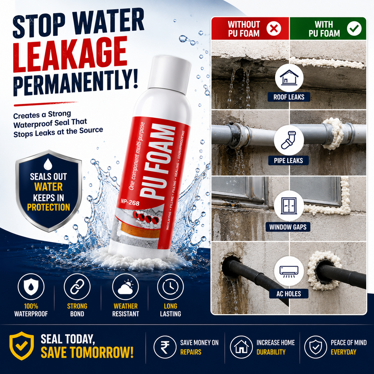 Gap Filler Foam Spray | Waterproof Crack & Leak Sealant